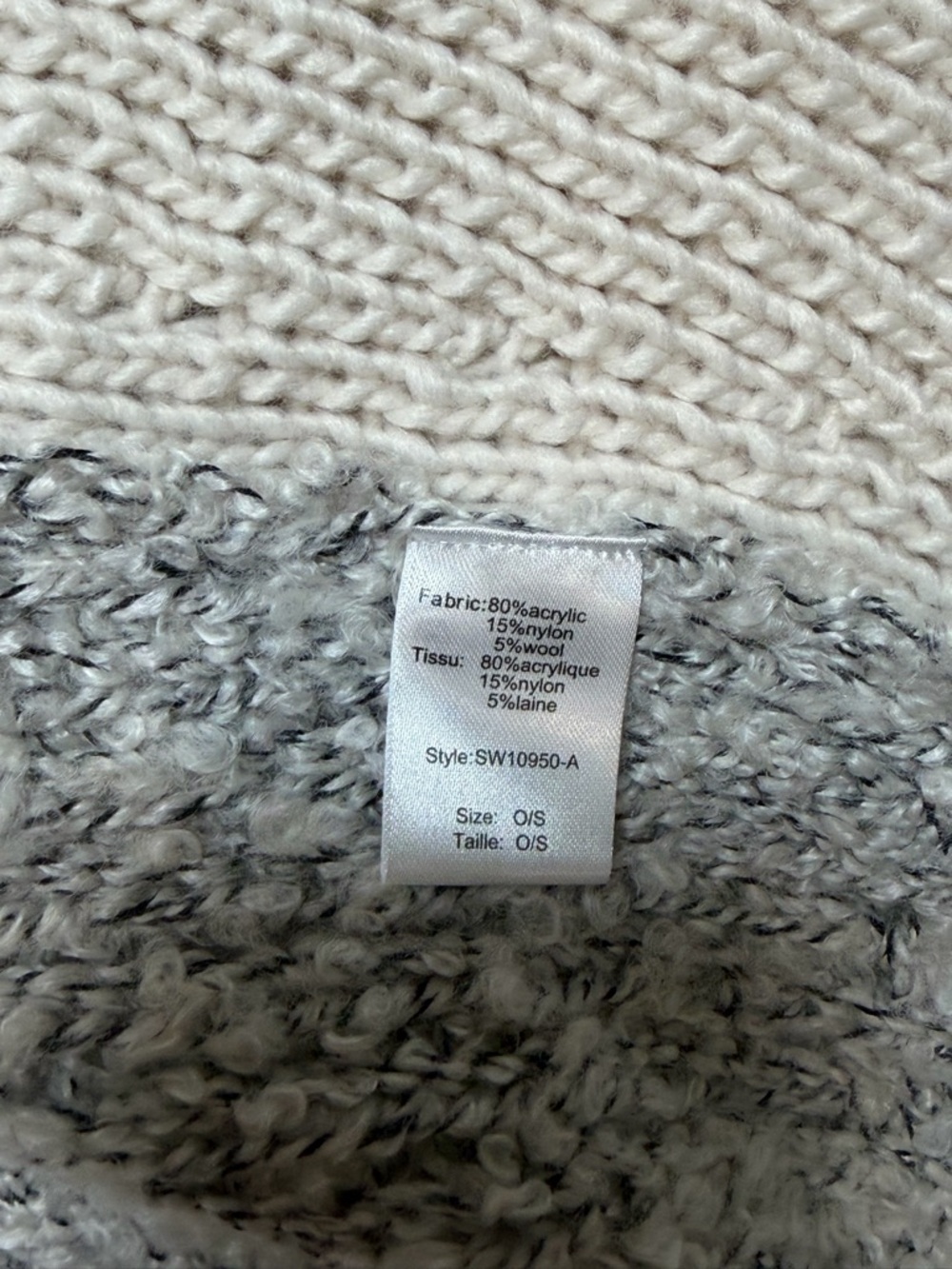 NWT One Size Elan Cream Open-Front Short-Sleeve Knit Cardigan Gray Knit Back - Picture 5 of 8
